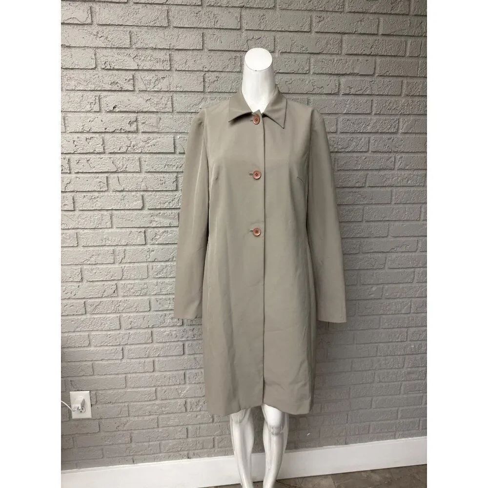 INC International Concepts Women Sage Green Long Coat Size M